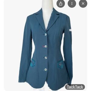 Animo!!! Elegant Blue Tailored Blazer with Notched Lapels